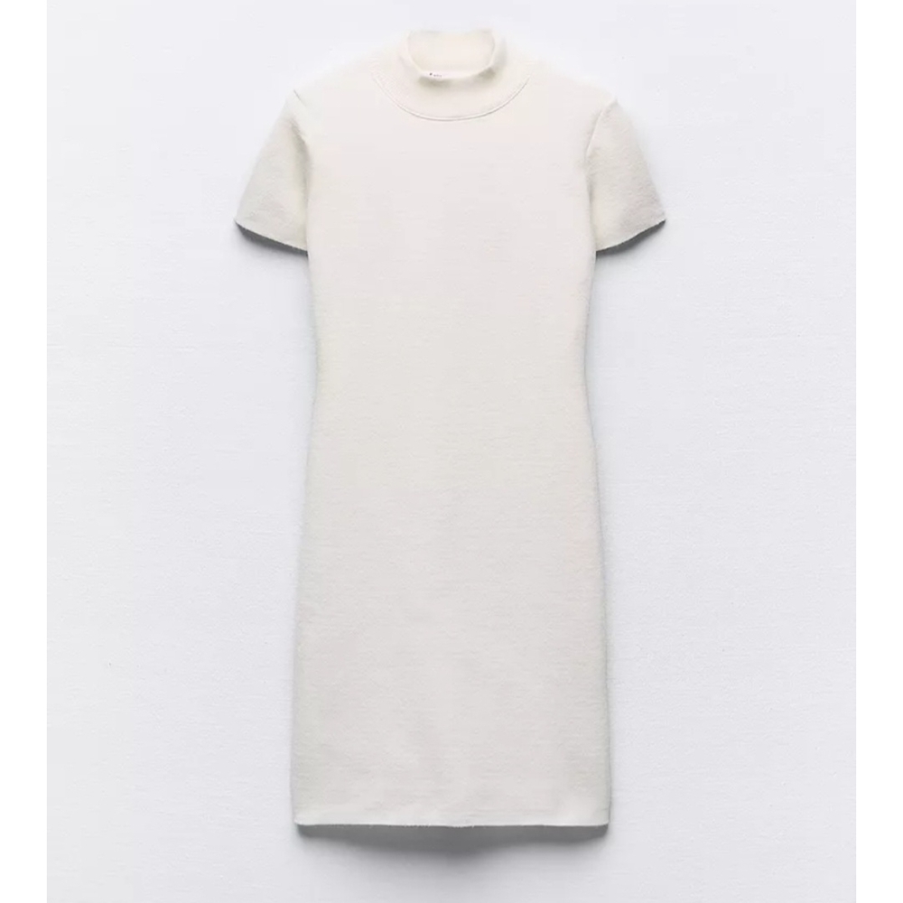 Zara Cream Short Sleeve Mini Dress
